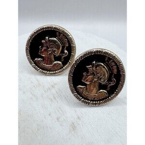 Vintage Mens Swank Centurion Roman Soldier Goldtone & Black Cufflinks